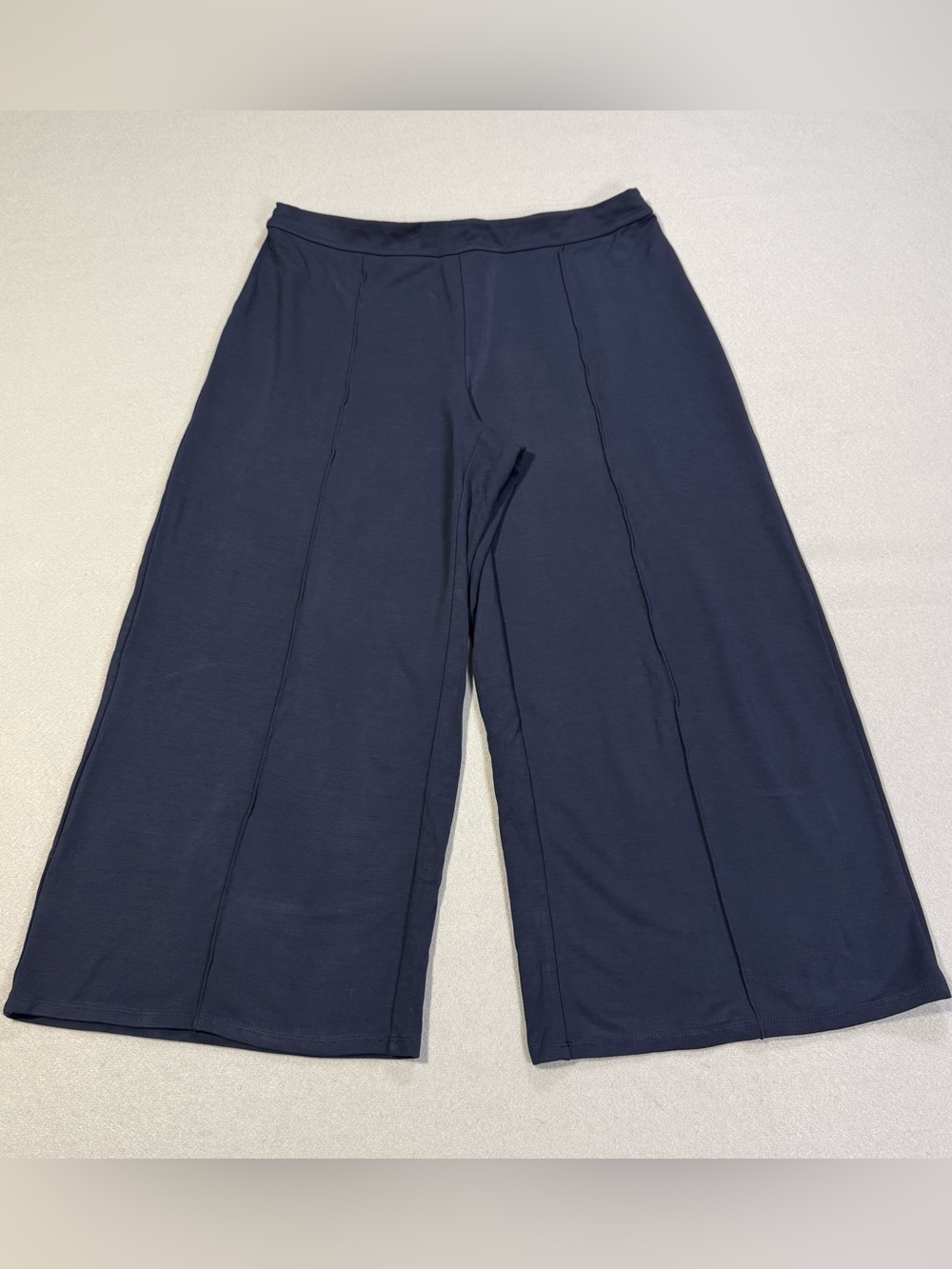 J.Jill Wearever Collection Pants Size M Navy Blue Wide Leg Crop Stretch Pull On